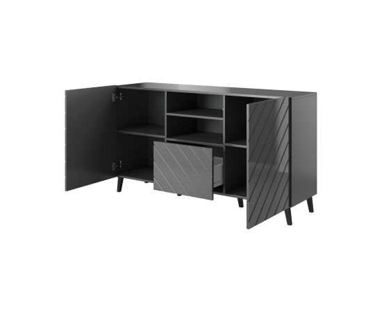 Cama Meble ABETO chest of drawers 150x42x82 graphite/gloss