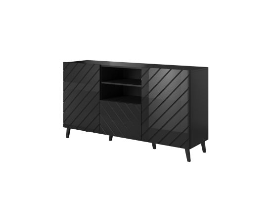 Cama Meble ABETO chest of drawers 150x42x82 gloss black/black