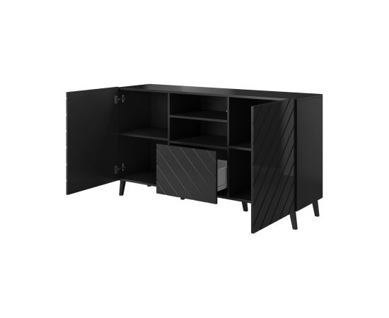 Cama Meble ABETO chest of drawers 150x42x82 gloss black/black