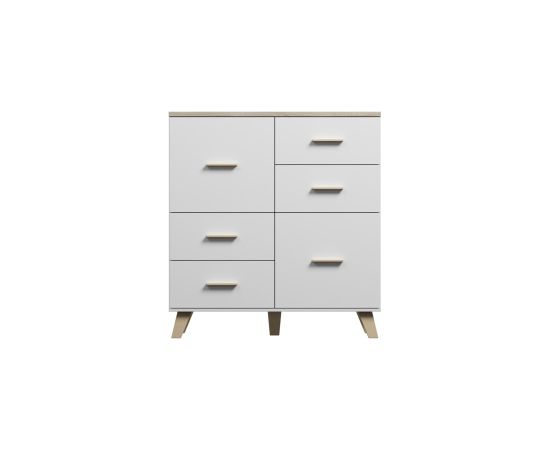 Cama Meble Cama Sideboard LOTTA 110 2D4S white/sonoma oak