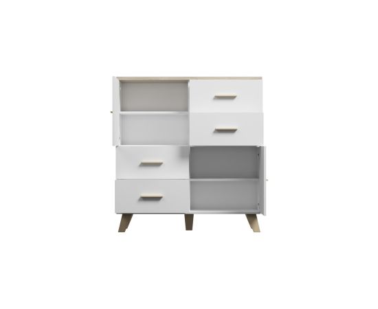 Cama Meble Cama Sideboard LOTTA 110 2D4S white/sonoma oak