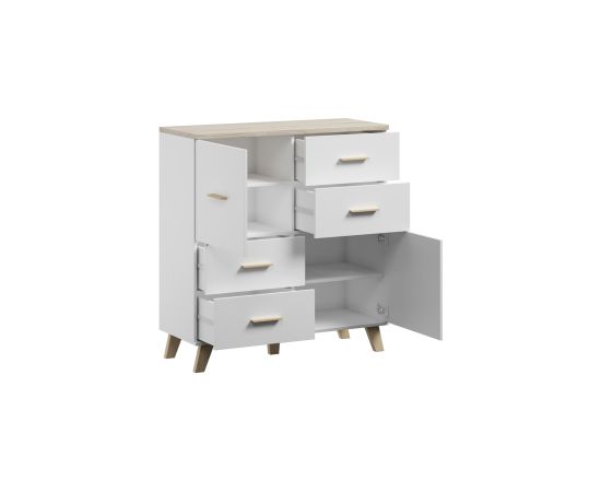 Cama Meble Cama Sideboard LOTTA 110 2D4S white/sonoma oak