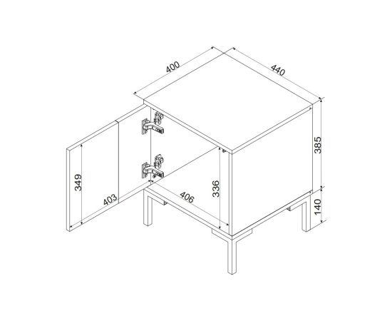 Cama Meble Cama Bedside table 2pc MERCI 44x40x52.5 black/oak artisan