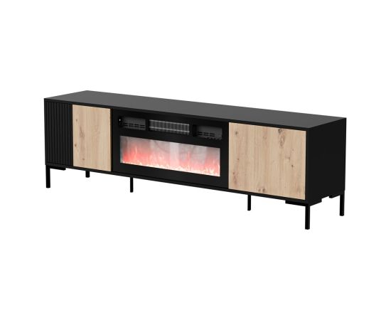 Cama Meble Cama RTV Cabinet MERCI 180 x 40 x 53.5 cm black/oak artisan + fireplace