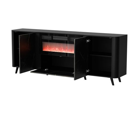 Cama Meble Cama Volare chest of drawers 200 x 39 x 75 cm black/san sebastian + fireplace