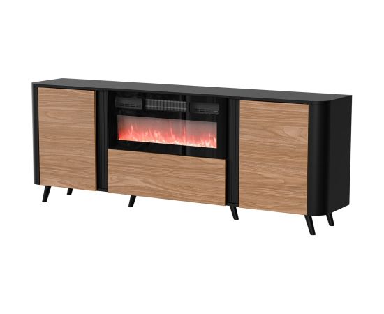 Cama Meble Cama Volare chest of drawers 200 x 39 x 75 cm black/walnut + fireplace