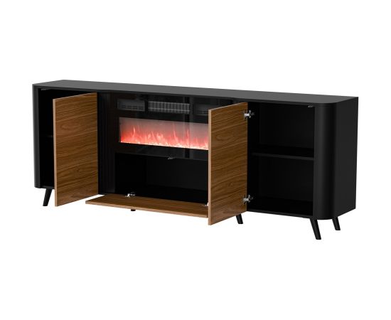 Cama Meble Cama Volare chest of drawers 200 x 39 x 75 cm black/walnut + fireplace