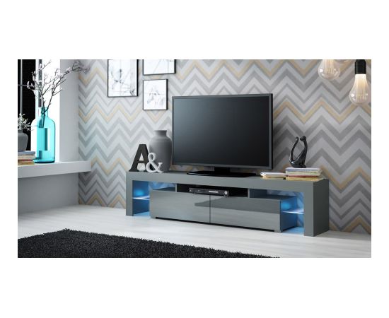 Cama Meble TV SOLO cabinet 200x45x35 grey/gloss grey