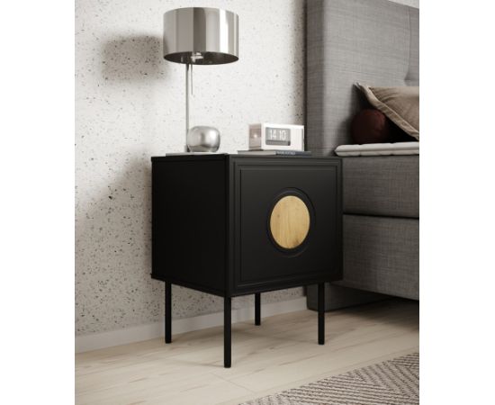 Cama Meble Bedside table 2 pcs. PALAZZO 44.5x40x59 black + oak craft