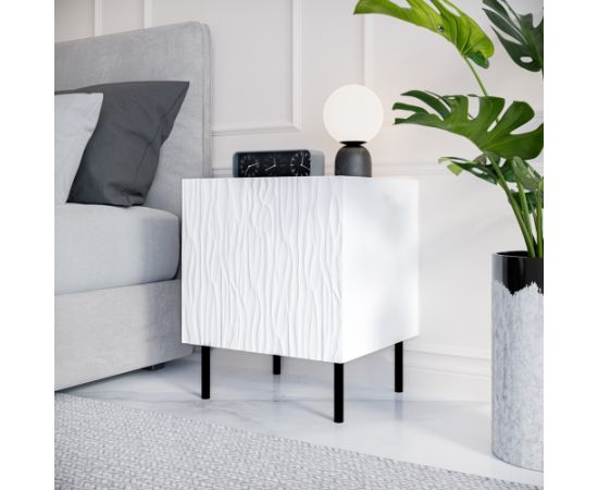 Cama Meble Bedside table 2 pcs. JUNGLE 53.5x40.5x44 white matt + black legs