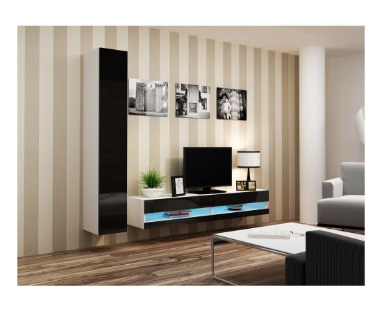 Cama Meble Cama TV stand VIGO NEW 30/180/40 white/black gloss