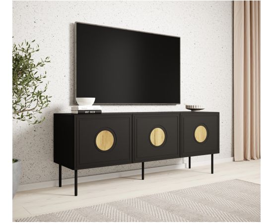 Cama Meble RTV cabinet PALAZZO 150x42x60 black + oak craft