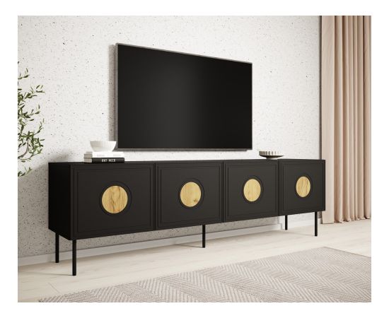 Cama Meble RTV cabinet PALAZZO 200x42x60 black + oak craft