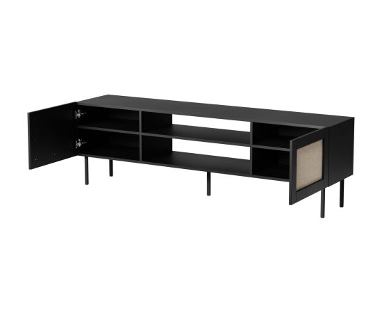 Cama Meble RTV cabinet JUTA 180x39.5x55.5 black + linol calabria