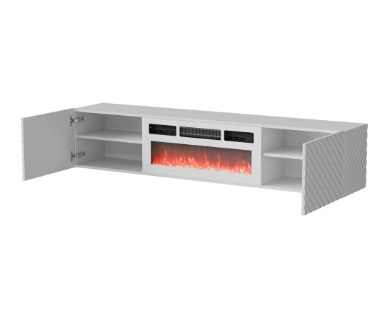 Cama Meble Cama RTV cabinet LARA 183x35x37 white matt + white mantelpiece