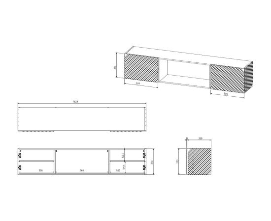 Cama Meble Cama RTV cabinet LARA 183x35x37 white matt + white mantelpiece