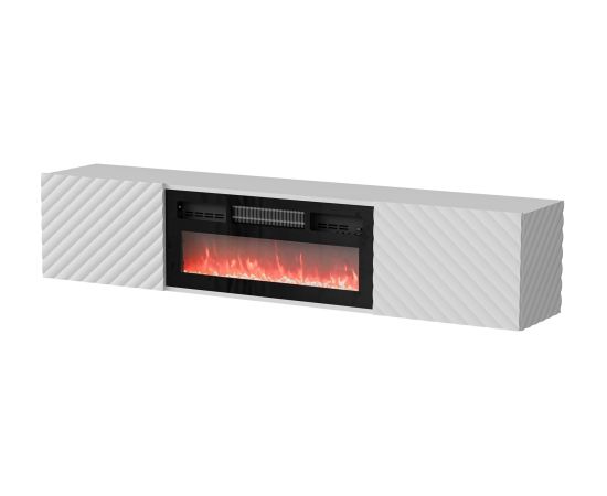 Cama Meble Cama RTV cabinet LARA 183x35x37 white matt + black fireplace