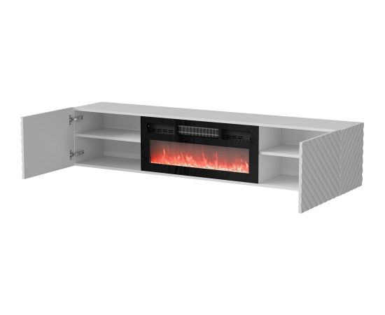 Cama Meble Cama RTV cabinet LARA 183x35x37 white matt + black fireplace