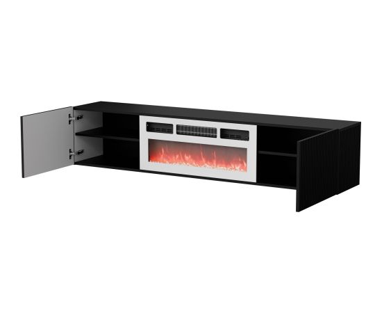 Cama Meble Cama RTV ROTA 183x35x37 black matt + white mantelpiece