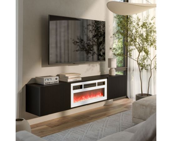 Cama Meble Cama RTV ROTA 183x35x37 black matt + white mantelpiece