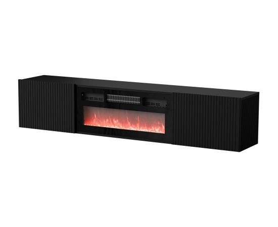 Cama Meble Cama RTV cabinet ROTA 183x35x37 black matt + black fireplace