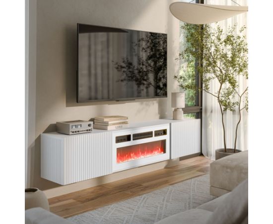 Cama Meble Cama RTV ROTA 183x35x37 white matt + white mantelpiece