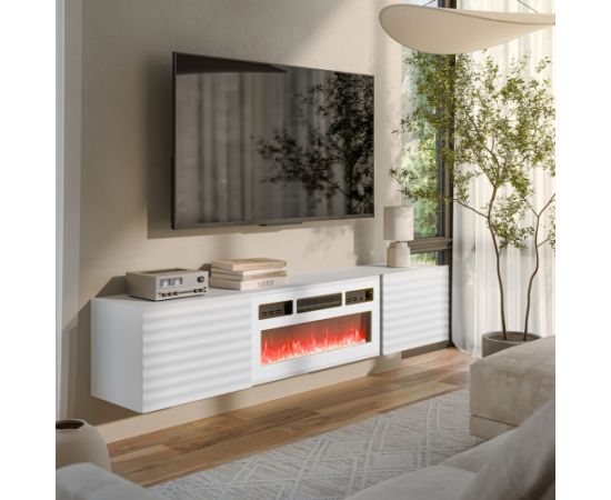 Cama Meble Cama RTV Cabinet TULA 183x35x37 white matt + white mantelpiece