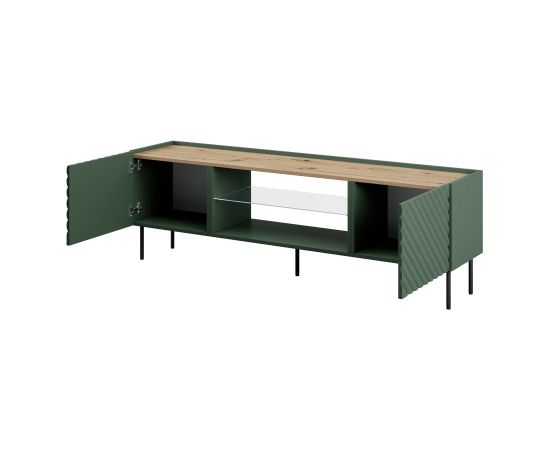 Cama Meble RTV cabinet with an electric fireplace ONDA 180,5x40xH58,39 green (standing or wall mounted)