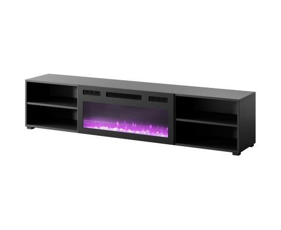 Cama Meble RTV cabinet POLO 180x33x39 black + fireplace black