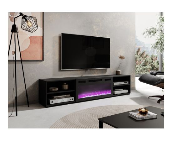 Cama Meble RTV cabinet POLO 180x33x39 black + fireplace black