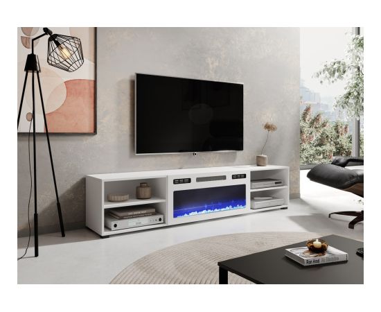 Cama Meble RTV cabinet POLO 180x33x39 white + fireplace white