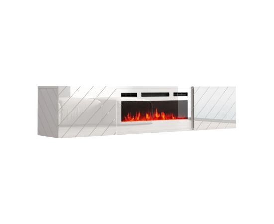 Cama Meble RTV LUXE cabinet 182.6x34.5x37.5 white/gloss white + white mantelpiece