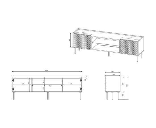 Cama Meble EF ONDA RTV cabinet 180.5x40xH58.39 green (standing or wall mounted)