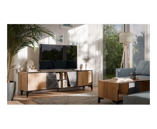 Cama Meble Cama 4D RTV cabinet OVO 180x38xH53 oak/concrete