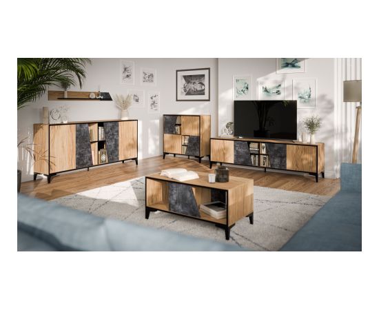 Cama Meble Cama 4D RTV cabinet OVO 180x38xH53 oak/concrete