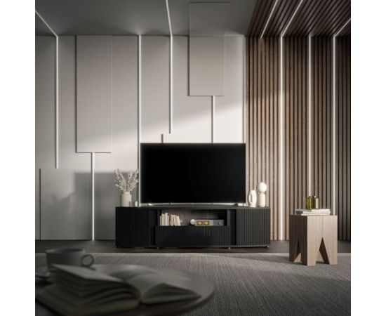 Cama Meble Cama RTV cabinet MICHELLE 178x35-47xH48 black/viking oak