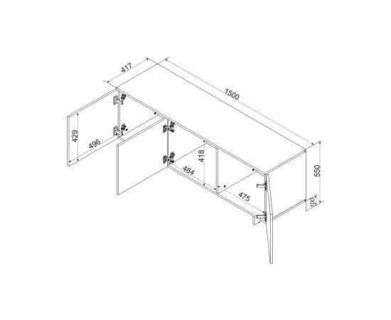 Cama Meble Cama 3D RTV cabinet ALMA 150x41.5xH55 cashmere