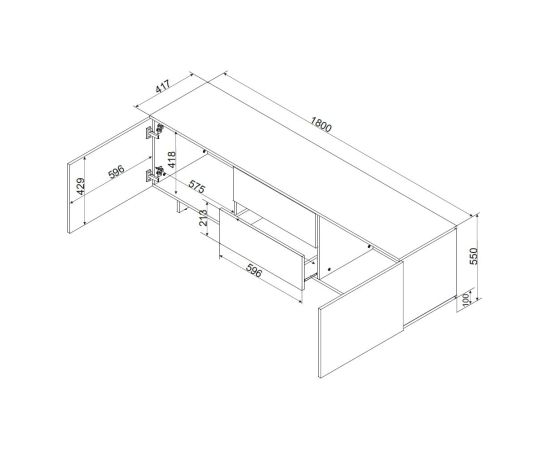 Cama Meble Cama RTV 2D2S ALMA cabinet 180x41.5xH55 cashmere