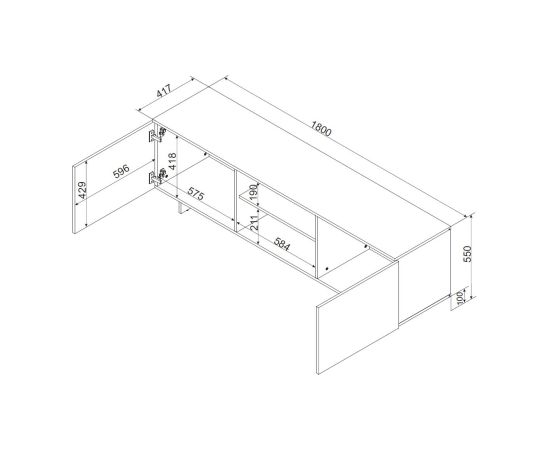 Cama Meble Cama 2D1P RTV cabinet ALMA 180x41.5xH55 cashmere