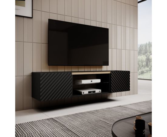 Cama Meble EF ONDA RTV cabinet 180x40x39-58 black (standing or wall mounted)