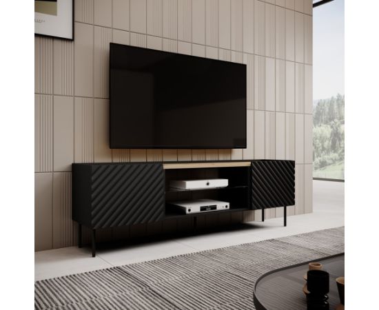 Cama Meble EF ONDA RTV cabinet 180x40x39-58 black (standing or wall mounted)