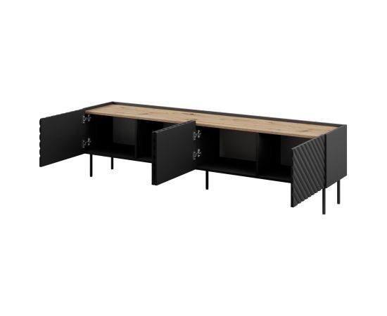 Cama Meble 4D RTV cabinet ONDA 200x40x35-54 black (standing or wall mounted)