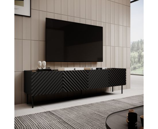 Cama Meble 4D RTV cabinet ONDA 200x40x35-54 black (standing or wall mounted)