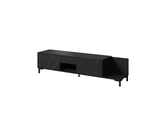 Cama Meble RTV cabinet MARMO 2D1S1K 195x40x47.5 cm black matt/marble black