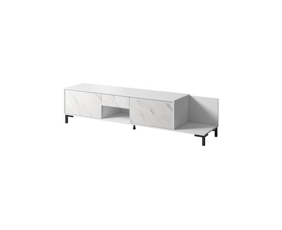 Cama Meble RTV Cabinet MARMO 2D1S1K 195x40x47.5 cm white matt/marble white