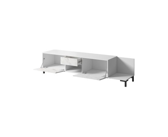 Cama Meble RTV Cabinet MARMO 2D1S1K 195x40x47.5 cm white matt/marble white