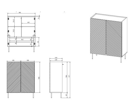 Cama Meble Bookcase 2D2SZ ONDA 98x45xH127 green)