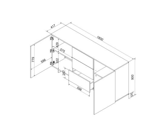 Cama Meble Cama 2D3S ALMA chest of drawers 180x41.5xH90 cashmere