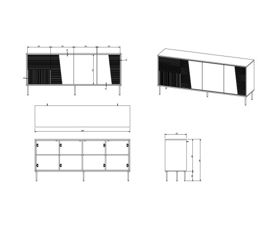 Cama Meble 4D chest of drawers ABI 200x45x88 cashmere matt