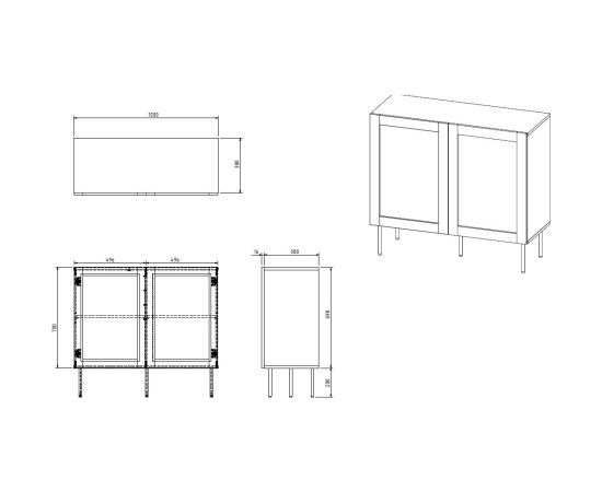 Cama Meble JUTA 2D chest of drawers 100x39.5x90 black + linol calabria